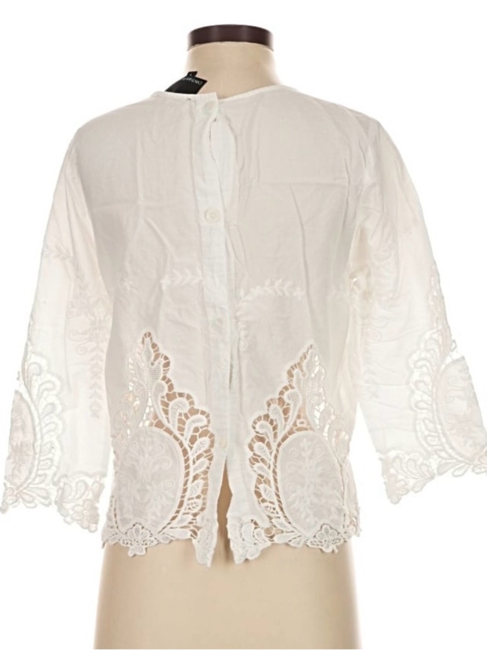 Cynthia Rowley White Embroidered Lace-Trim Blouse - Picture 2 of 7